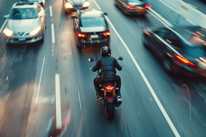 Image d'illustration. Moto à travers circulation urbaine