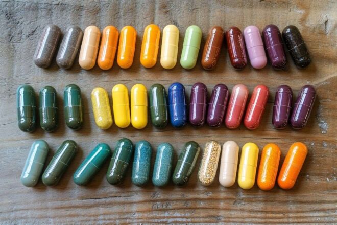 Image d'illustration. Assortiment coloré de capsules multivitamines