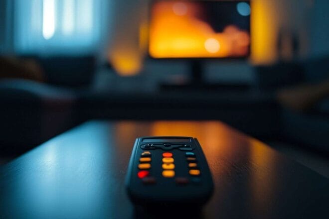 Image d'illustration. Télécommande sur table basse
