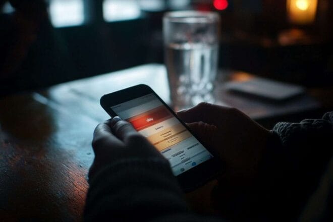 Un smartphone montrant des alertes de transactions non autorisées et des avertissements de sécurité des banques.