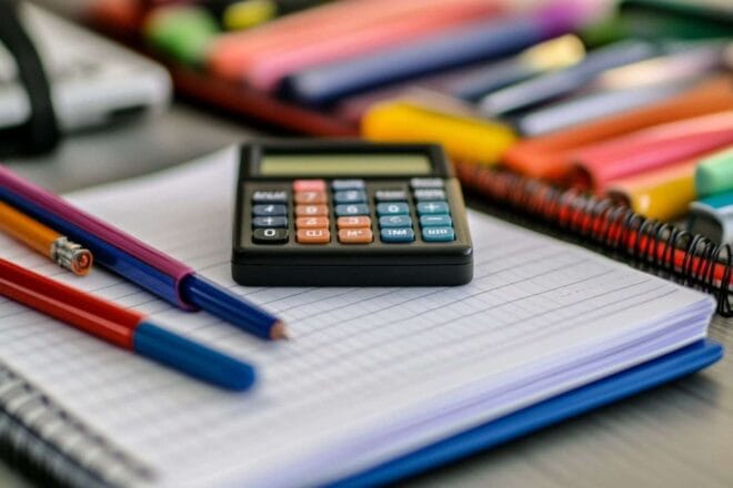 Fournitures scolaires bien organisées