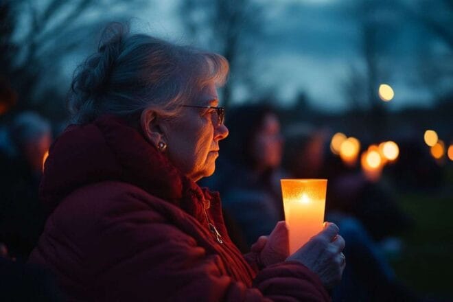 Veillée aux chandelles dans un parc