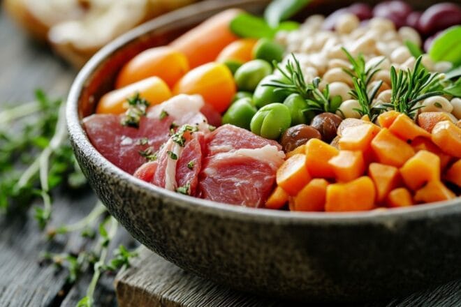 Gros plan sur un bol riche en protéines