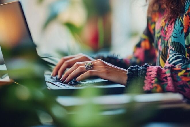 Mains tapant sur un clavier