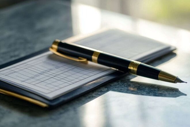 Chéquier Élégant sur bureau minimaliste