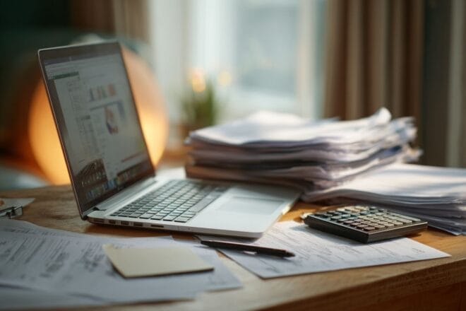 Espace de travail organisé pour le paiement des factures