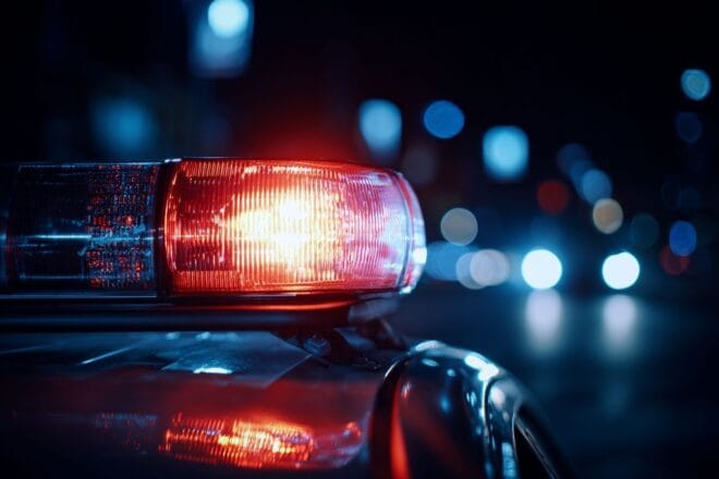 Lumière de balise clignotante sur véhicule de police