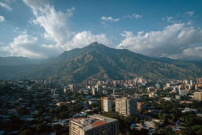 Vue aérienne de caracas et du mont avila