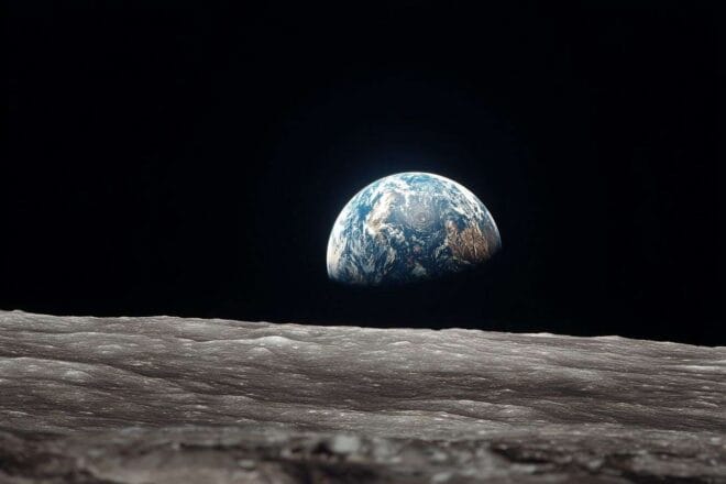 Vue panoramique de la terre depuis la lune