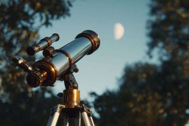 Télescope dirigé vers la lune