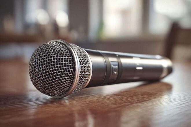 Gros plan d un microphone élégant
