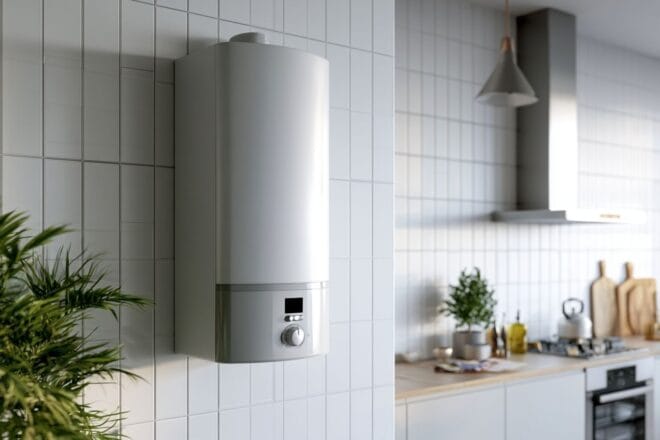 Gros plan sur une chaudière à gaz moderne