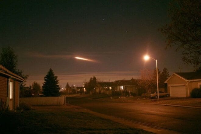 Traînée de lumière dans le ciel nocturne