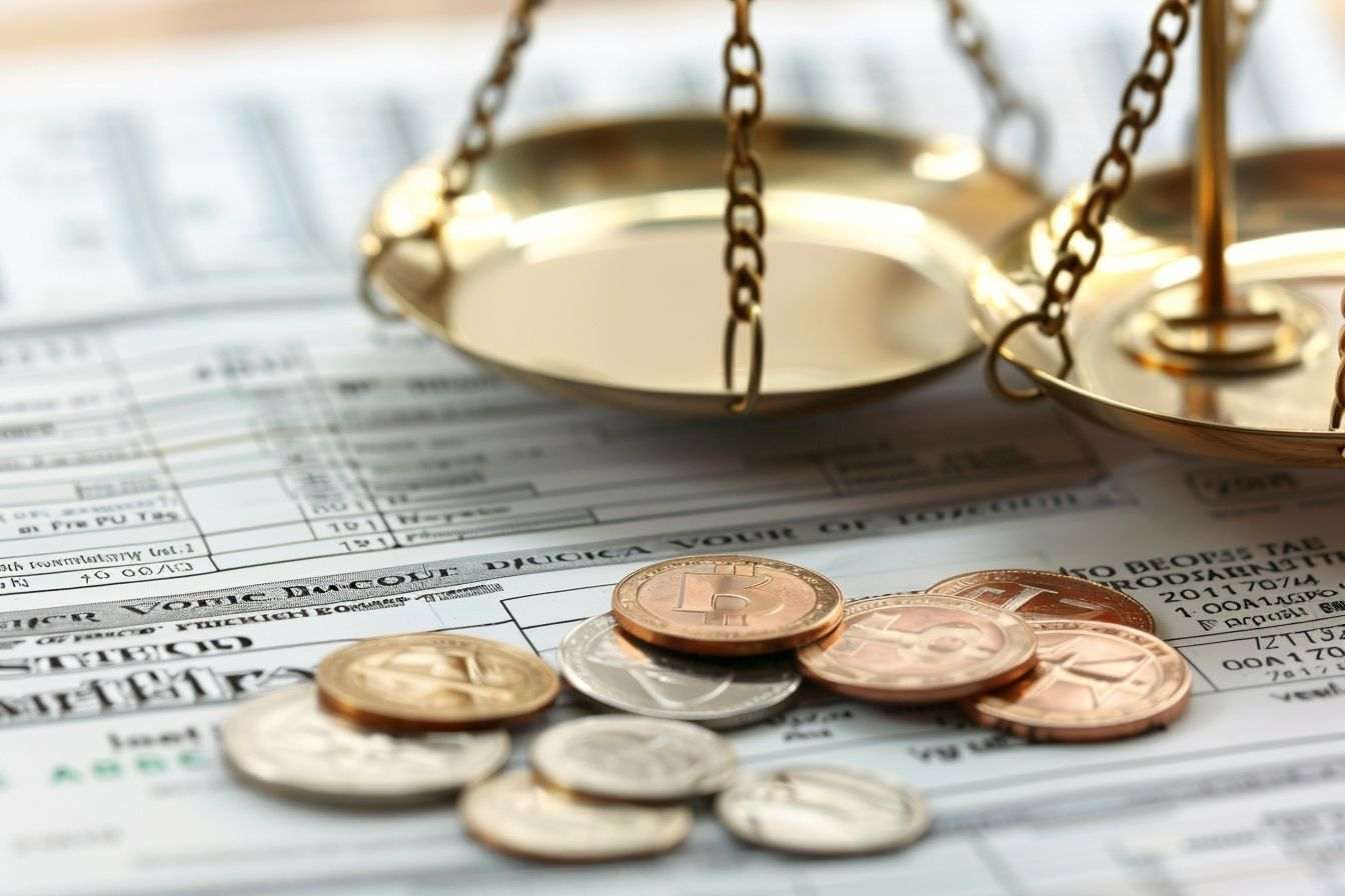 Image d'illustration. Balance représentant impôt sur revenu