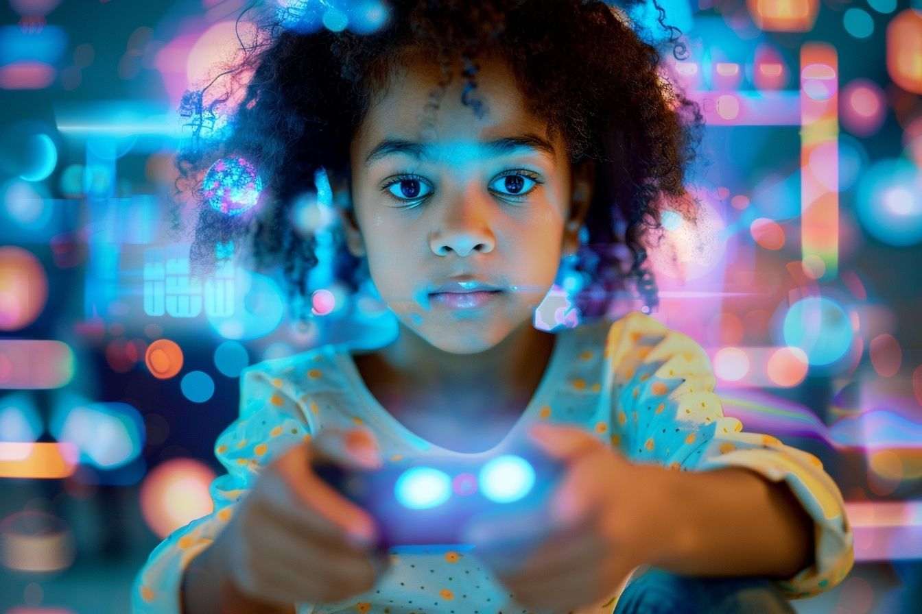 Image d'illustration. Manette de jeu vidéo et enfant