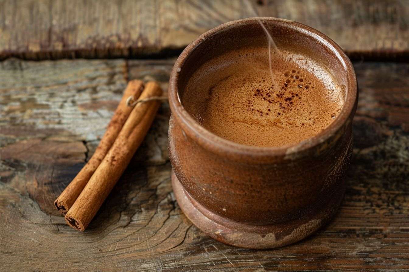 Image d'illustration. Gros plan d une tasse de café fumant et bâton de cannelle.