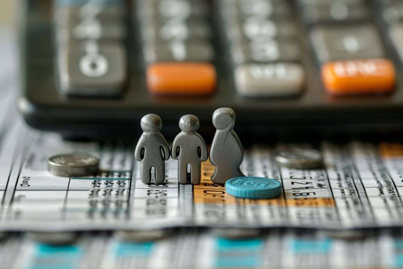 Image d'illustration. Gros plan d une calculatrice montrant les seuils de revenus pour l aide familiale