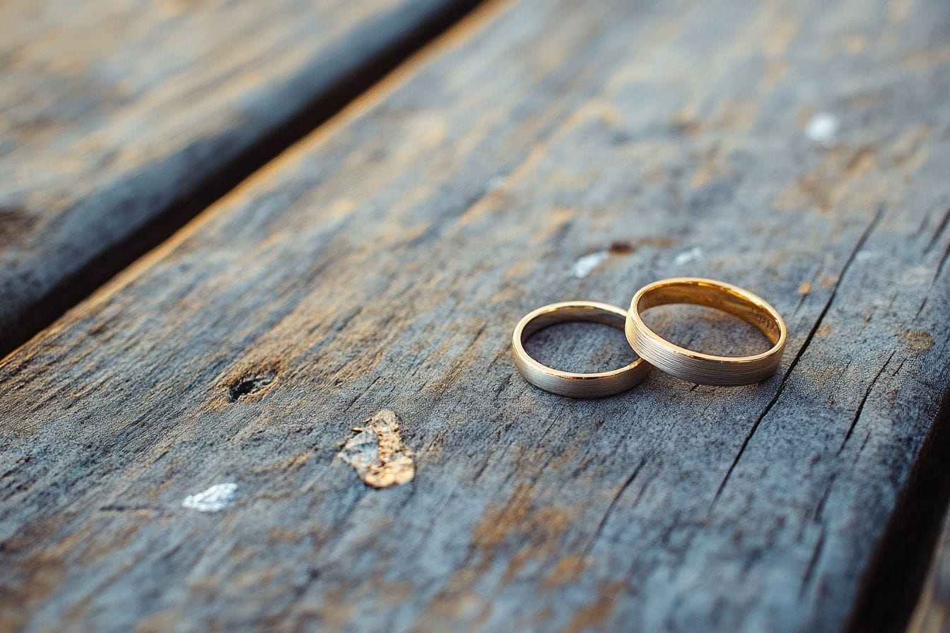 Image d'illustration. Bagues de mariage sur table en bois