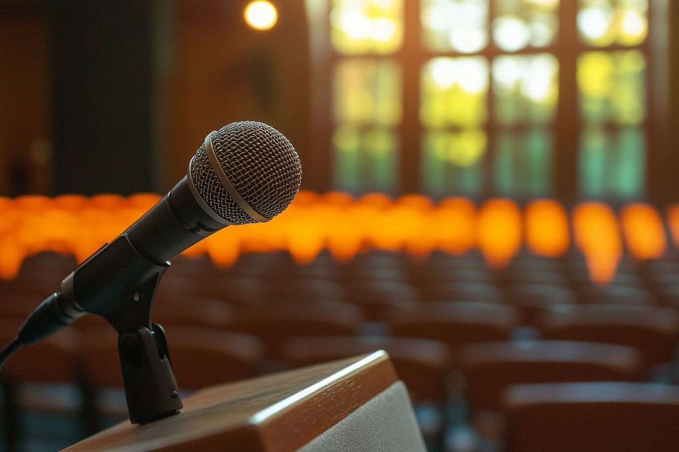 Gros plan d un podium avec microphone