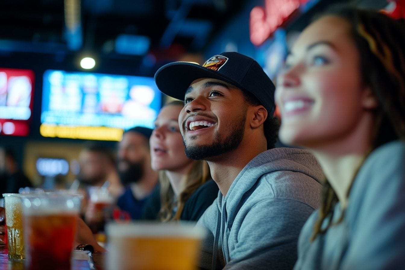 Scène animée de bar sportif