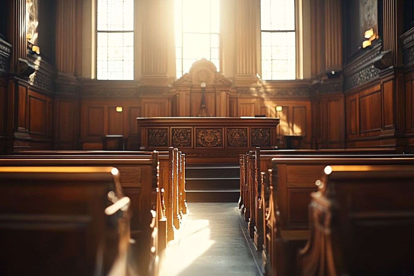 Vue intérieure d une grande salle d audience