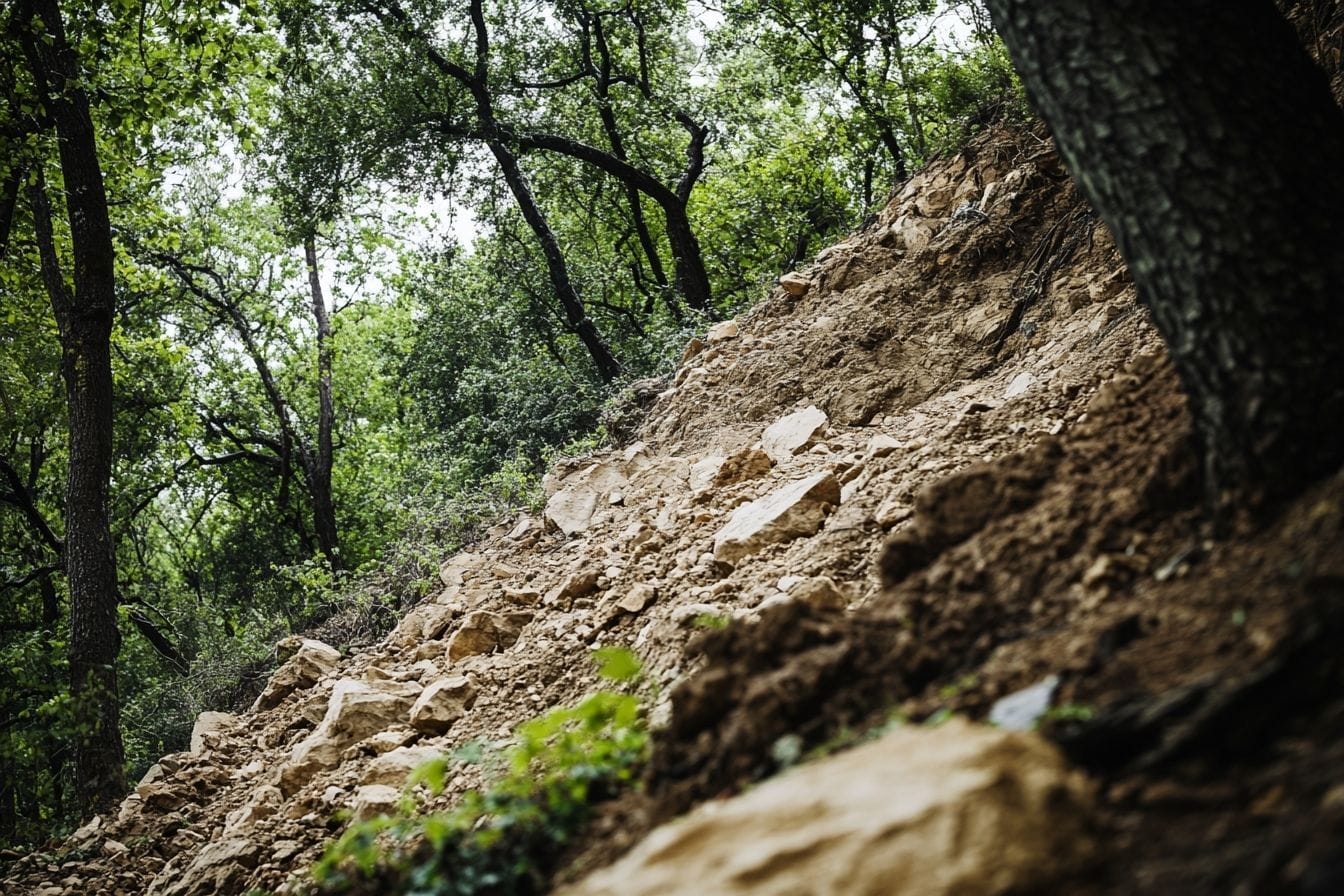Colline abrupte avec terre en mouvement