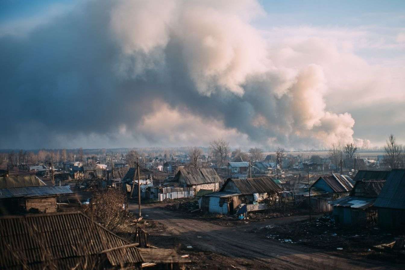 Vue lointaine d un village ukrainien