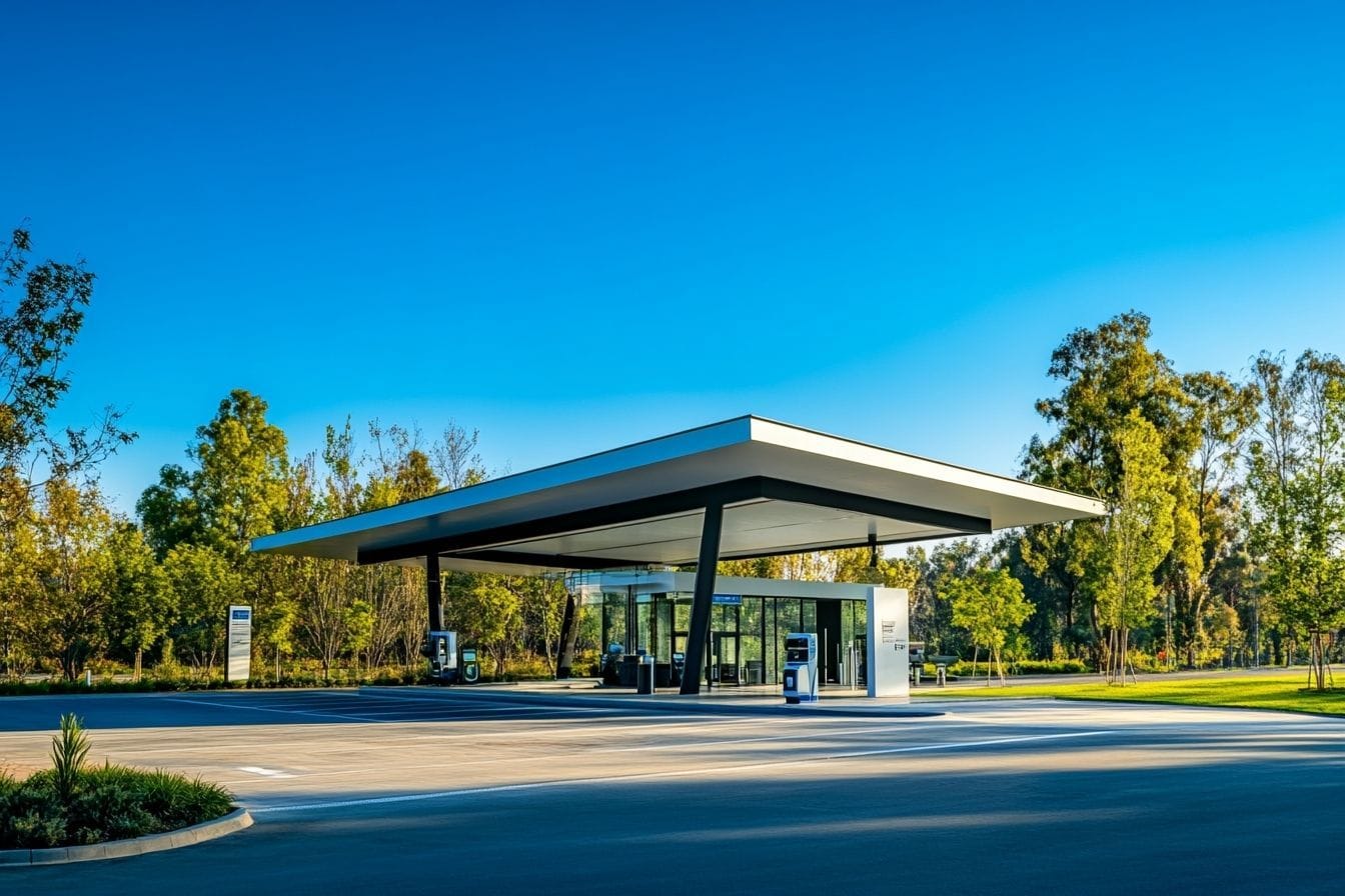 Station-service moderne sur l'autoroute