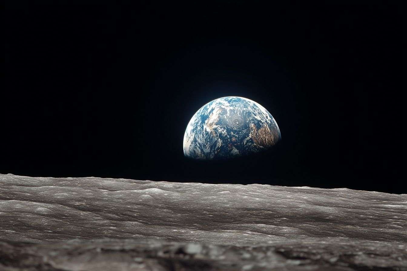 Vue panoramique de la terre depuis la lune