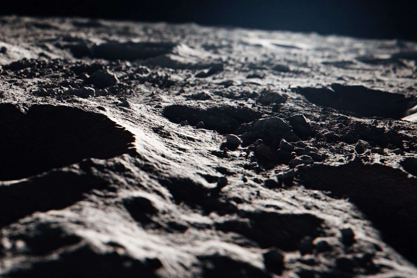 Gros plan de la surface lunaire