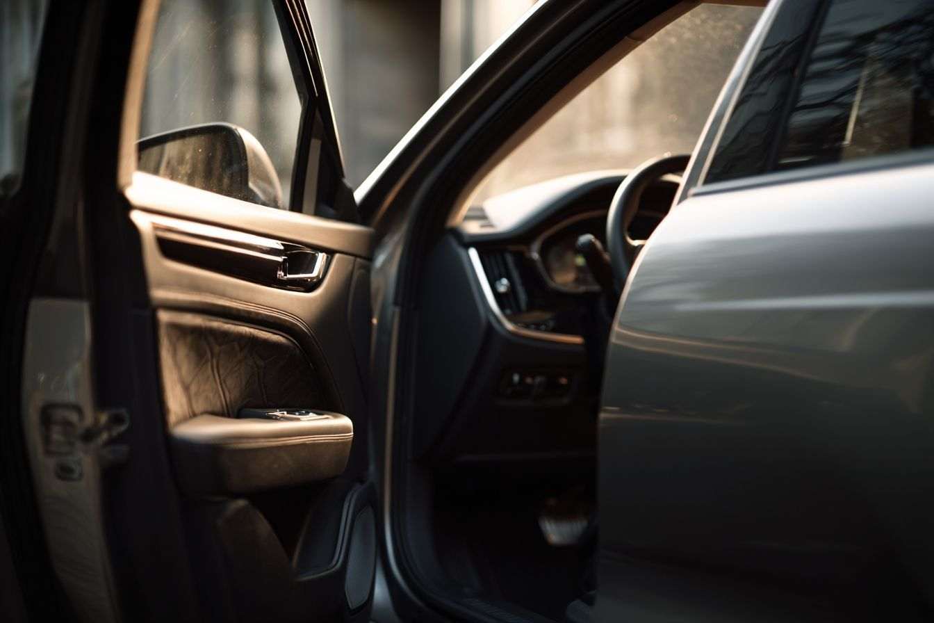 Porte de voiture dévoilant intérieur moderne avec finitions luxueuses