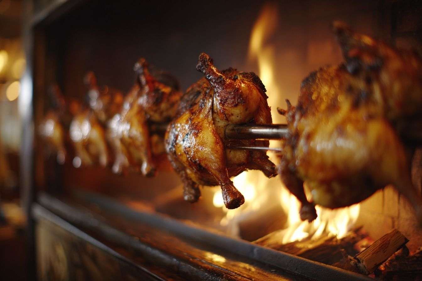 Poulets rôtis à la broche