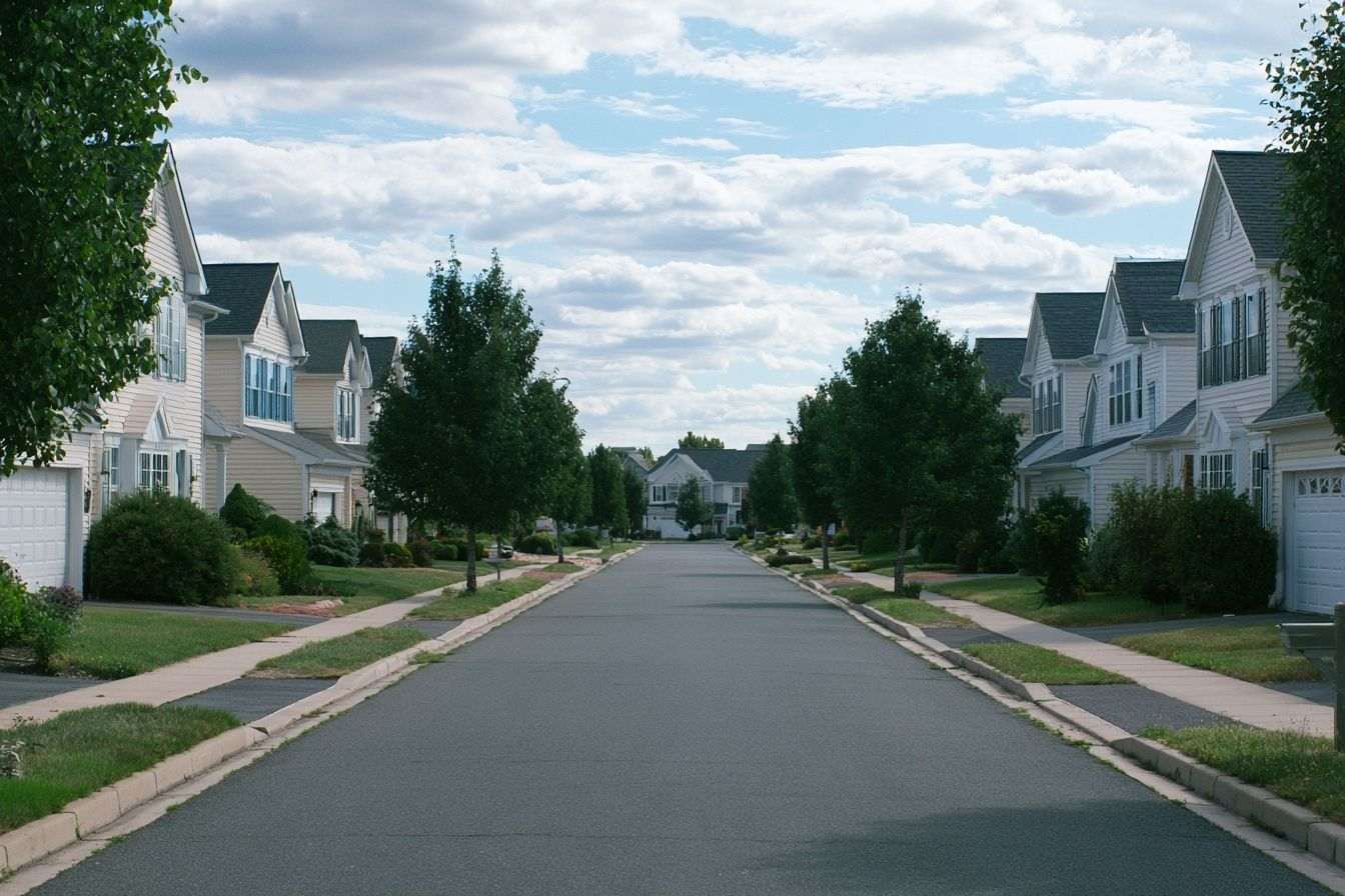 Rue suburbaine paisible avec maisons