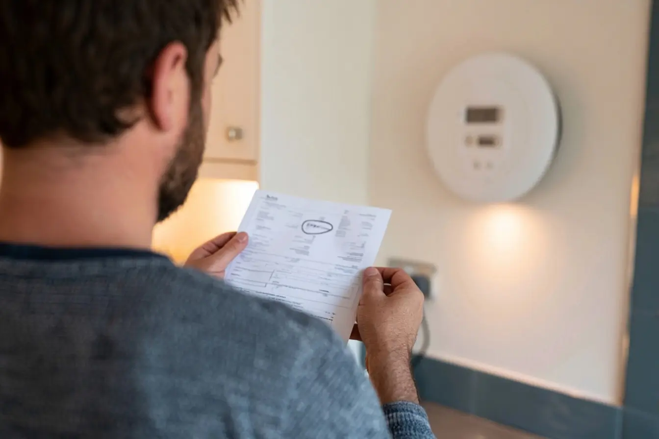 Facture de gaz tenue près d'un compteur