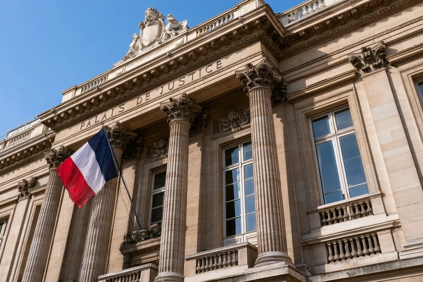 Façade de palais de justice en France